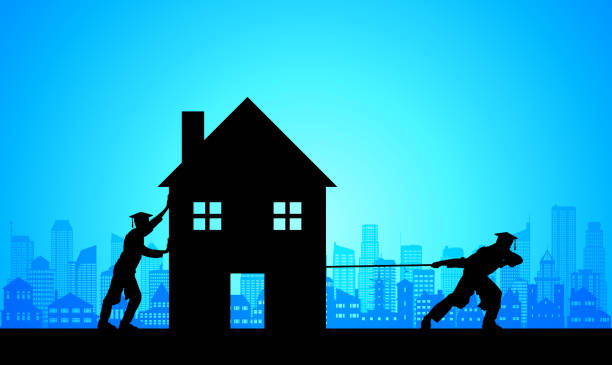 ilustraciones, imágenes clip art, dibujos animados e iconos de stock de graduados de la mudanza - moving house house action silhouette