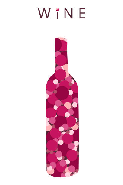 butelka wina - pink glass wine bubble stock illustrations