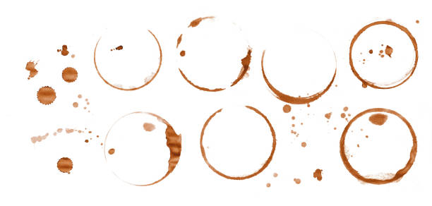 Coffee stain rings isolated on white background