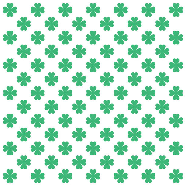 ilustrações de stock, clip art, desenhos animados e ícones de four leaf clover repeating pattern on white background - textile backgrounds irish culture decoration