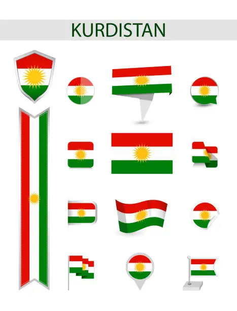 Vector illustration of Kurdistan Flat Flag Collection