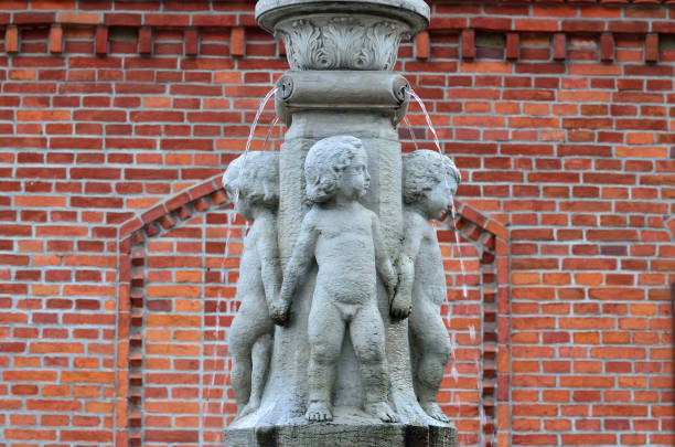 Face of Angel l, statue of angle in cemetery build in 1877 Czech Republic, background with copy space, horizontal composition