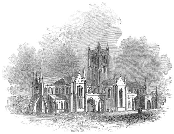 katedra worcester w worcester w worcestershire w anglii - ancient past anglican building exterior stock illustrations