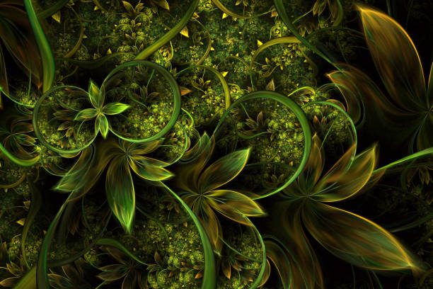 istock Abstract computer generated plant fractal design. Digital artwork for tablet background, desktop wallpaper or for creative cover design. 1096183448