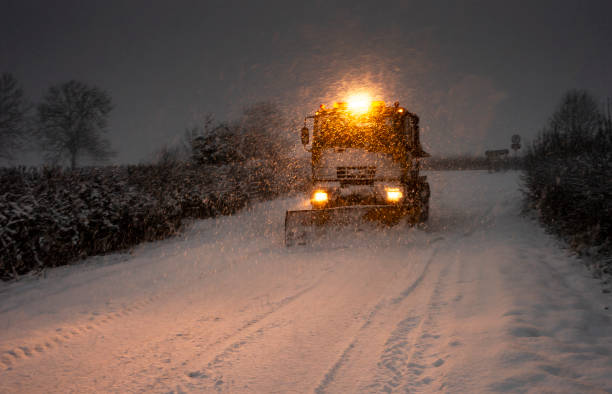 istock a snow plough on a North Yorkshire road during winter 1096183734
