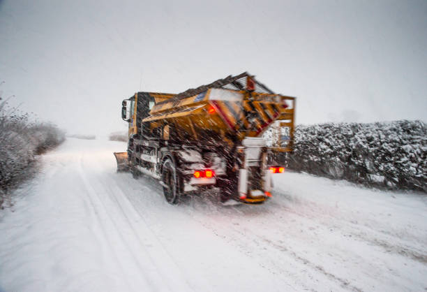 istock a snow plough on a North Yorkshire road during winter 1096183838