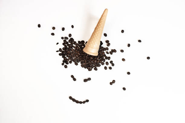 istock Roasted Coffee Beans background texture isolated on white background with copy space for text 1096192740
