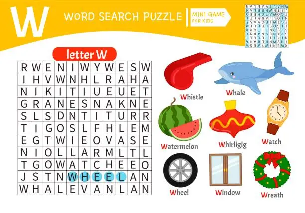 Vector illustration of Words puzzle children educational game