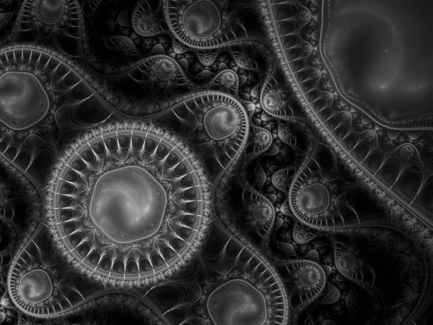 istock Modern fractal mechanical background. Time machine, digital artwork for creative graphic design. Abstract fractal steampunk machine 1096226892