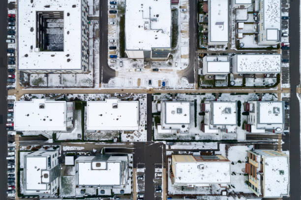istock Apartment buildings, aerial view in winter 1096241034