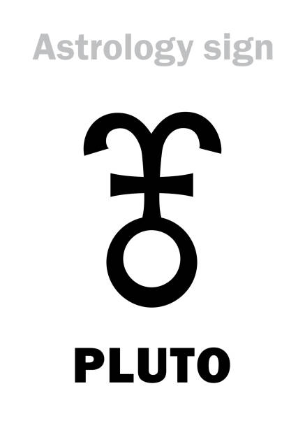Astrology Alphabet: PLUTO, Trans-Neptunian higher global planet (planetoid). Hieroglyphics character sign (variant symbol, used by astrologers in France, Spain, Italia). Astrology Alphabet: PLUTO, Trans-Neptunian higher global planet (planetoid). Hieroglyphics character sign (variant symbol, used by astrologers in France, Spain, Italia). italie stock illustrations