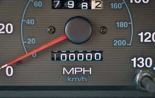 Odometer hits 100,000 miles Odometer hits 100,000 miles in a 2000 Hyundai accent; not taken while driving 100 mph stock pictures, royalty-free photos & images