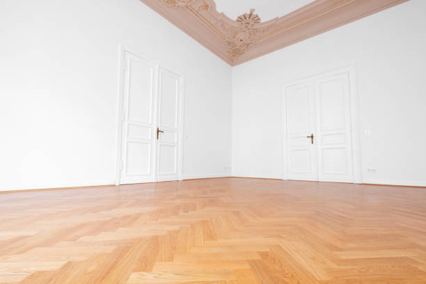 istock beautiful herringbone parquet floor in empty room , old building wooden floor - 1096269036