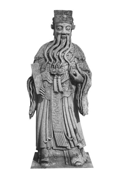 Chinese philosopher sculpture at Wat Pho, Chinese Figures decorating in courtyards made by Chinese craftsman and imported to Thailand during Chinese-Thai junk trade between 1824-1851. Clipping path