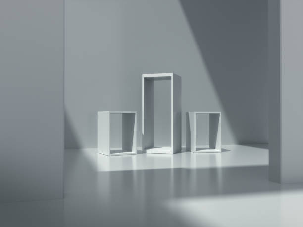 istock Pedestal for display,Platform for design,Blank product,White room and lateral lights.3D rendering. 1096319900