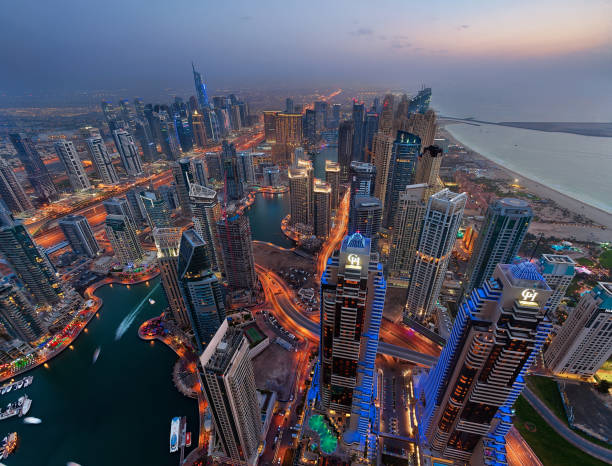 istock Dubai Marina Skyline from at the sunset 1096356620