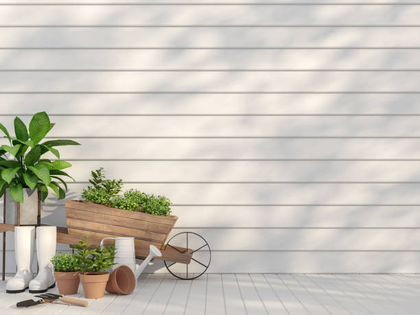 istock Outdoor terrace with garden equipment  3d render 1096363900