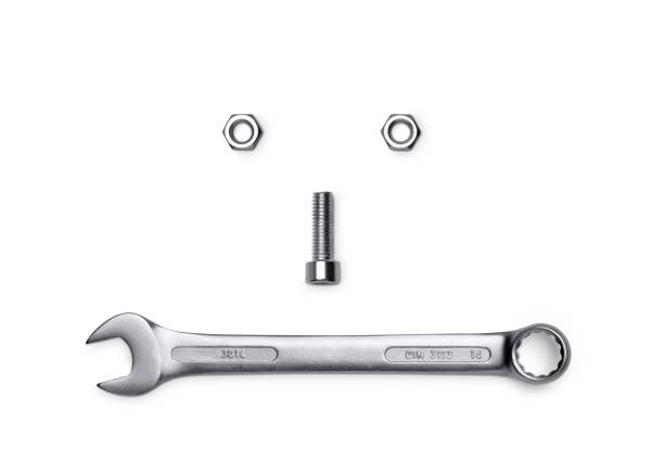 wrench - screw human head bolt isolated imagens e fotografias de stock