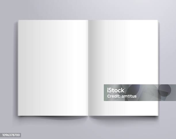 A4 Open Page Mockup Stock Illustration - Download Image Now - Template, Magazine - Publication, Book