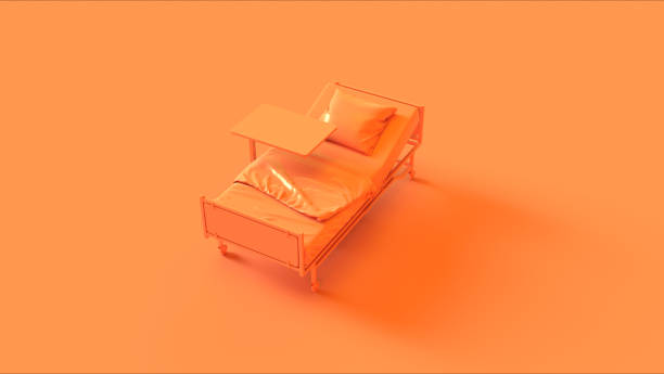 istock Orange Hospital Bed with Bed Side Table 1096387102