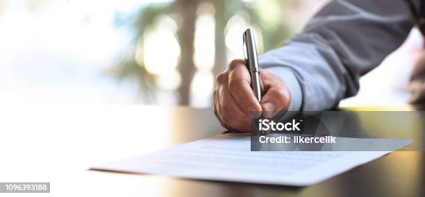 Signing Official Document Stock Photo - Download Image Now - Signing, Contract, Document