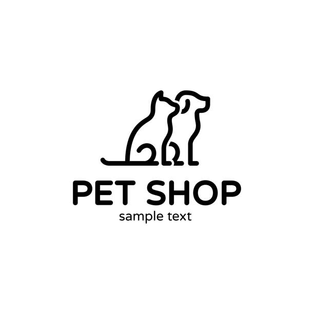 ilustrações, clipart, desenhos animados e ícones de vetor de cão e gato de estimação logotipo modelo - dog domestic cat pets cartoon