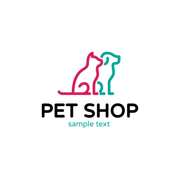 szablon logo vector dog and cat pet - dog domestic cat pets cartoon stock illustrations