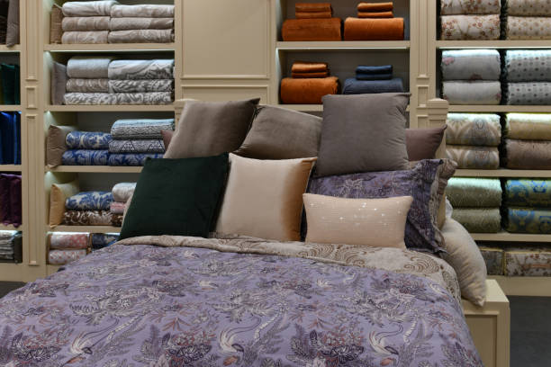 istock Bed with pillows in the interior of the store 1096414546