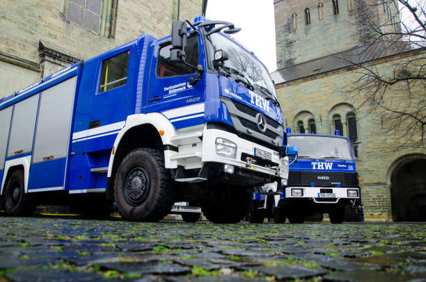 Soest, Germany - December 31, 2018: German Federal Agency for Technical Relief Equipment Vehicle (German: Bundesanstalt Technisches Hilfswerk)