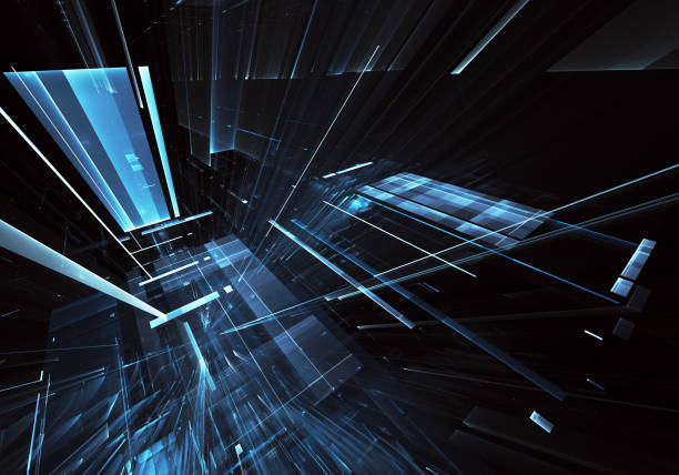 istock Abstract 3D fractal background, texture. Virtual Neon City 1096439000