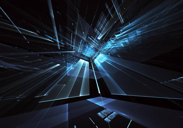 istock Abstract 3D fractal background, texture. Virtual Neon City 1096439062