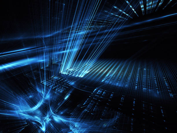 istock Abstract 3D fractal background, texture. Virtual Neon City 1096439450