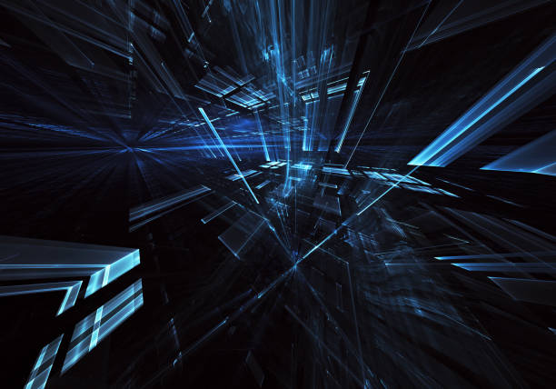 istock Abstract 3D fractal background, texture. Virtual Neon City 1096439506