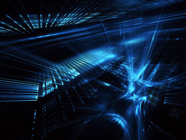 istock Abstract 3D fractal background, texture. Virtual Neon City 1096439566