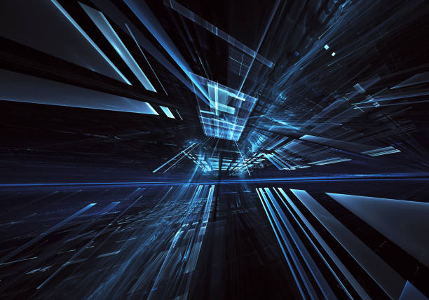 istock Abstract 3D fractal background, texture. Virtual Neon City 1096439644