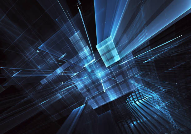 istock Abstract 3D fractal background, texture. Virtual Neon City 1096439678
