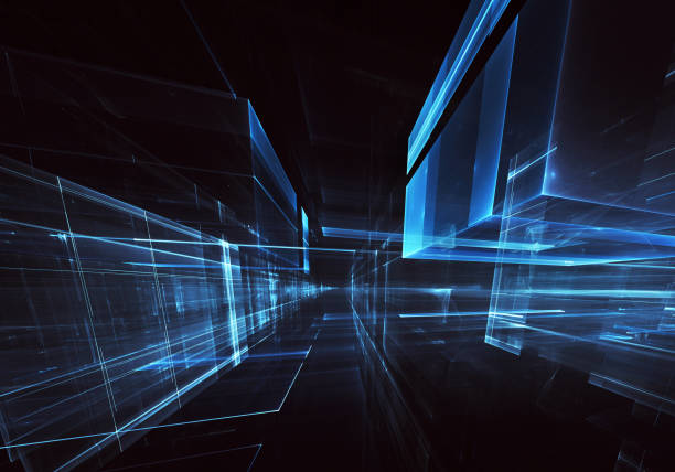 istock Abstract 3D fractal background, texture. Virtual Neon City 1096439734