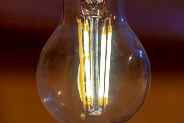 istock Close-up, shallow focus of the glowing elements within an antique glass light bulb. 1096442678