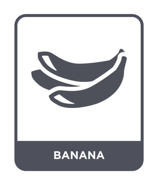 ilustrações, clipart, desenhos animados e ícones de vetor de ícone de banana no fundo branco, na moda banana cheio de ícones da coleção de frutos e produtos hortícolas - banana peeled banana peel white background