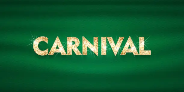 Vector illustration of Carnival shimmering gold letters, for festive carnivals in Brazil and Mardi Gras in Venice, vector illustration