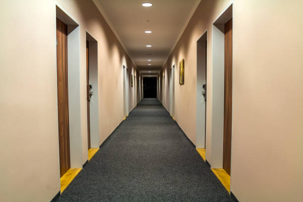 istock Photo of empty passageway corridor in luxury house 1096454506