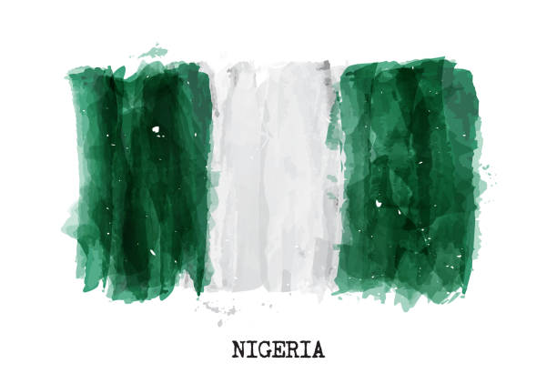 istock Watercolor painting design flag of Nigeria . Vector 1096459326