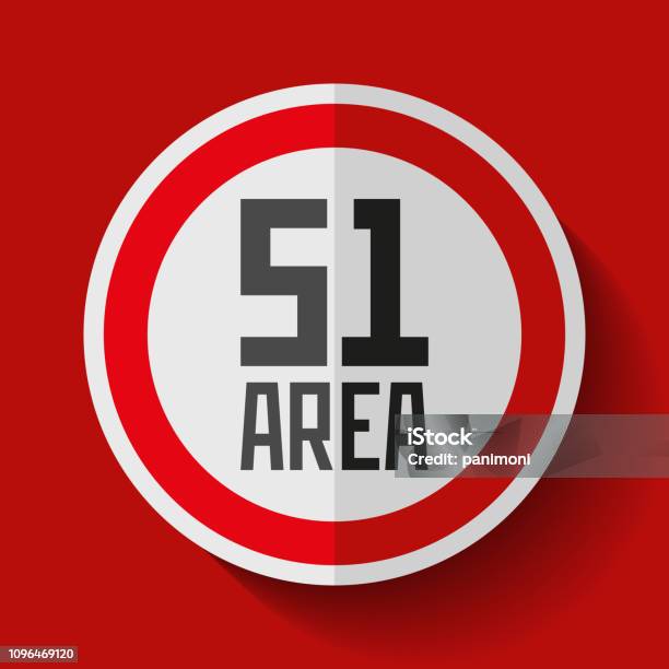 Secret Base Area 51 Danger Round Sign On Red Background Vector Design Stock Illustration - Download Image Now
