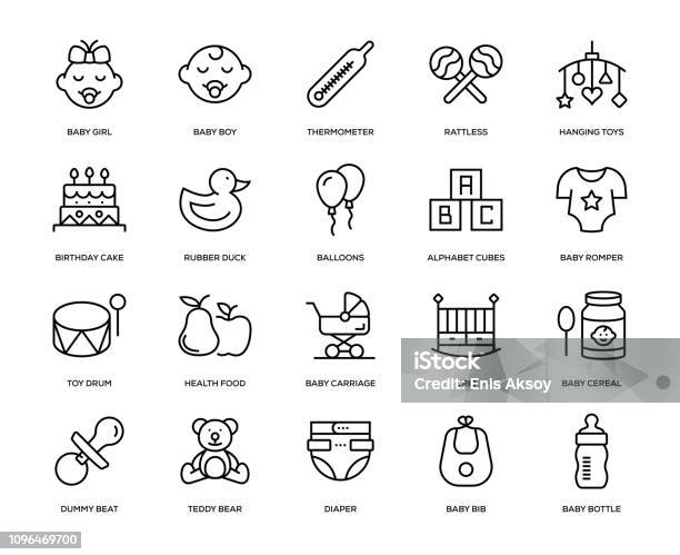 Baby Icon Set Stock Illustration - Download Image Now - Icon Symbol, Baby - Human Age, Duck - Bird