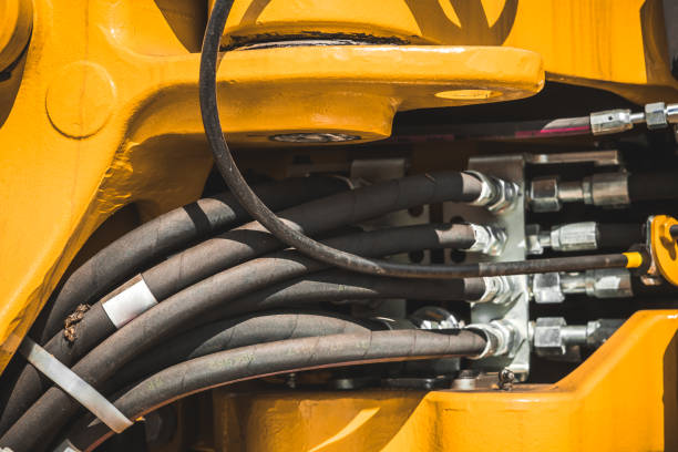istock Caterpillar tractor at the exhibition 1096469762