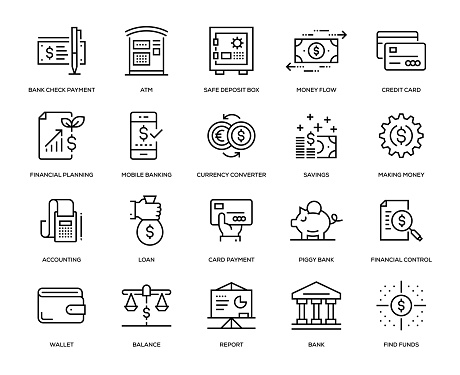 Banking and Finance Icon Set - Thin Line Series