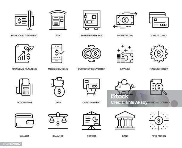 Banking And Finance Icon Set Stock Illustration - Download Image Now - Banking, Credit Card, Finance