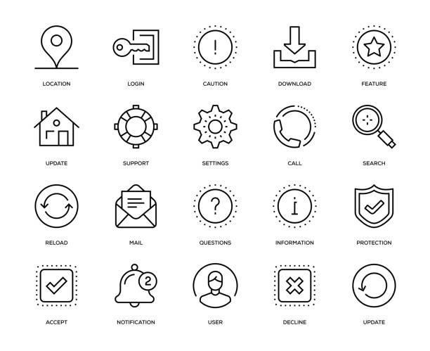 基本的なインターフェイスのアイコンを設定 - question mark asking symbol interface icons点のイラスト素材／クリップアート素材／マンガ素材／アイコン素材