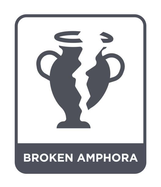 broken amphora icon vector on white background, broken amphora trendy filled icons from Greece collection broken amphora icon vector on white background, broken amphora trendy filled icons from Greece collection ancient coins of greece stock illustrations