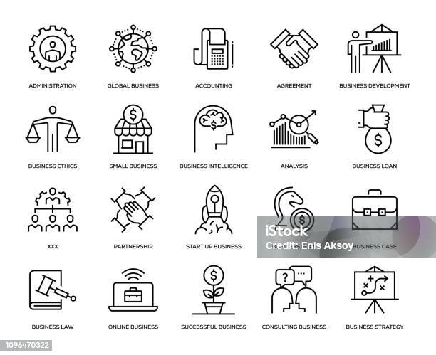 Business Icon Set Stock Illustration - Download Image Now - Icon Symbol, Small Business, Global Business